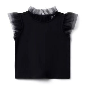 Janie and Jack Black Tulle Sleeved Ruffled Top